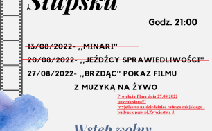 Na zdjęciu widzimy plakat z informacjami jak w treści artykułu oraz grafikę - słoneczko, chmurę i taśmę filmową.